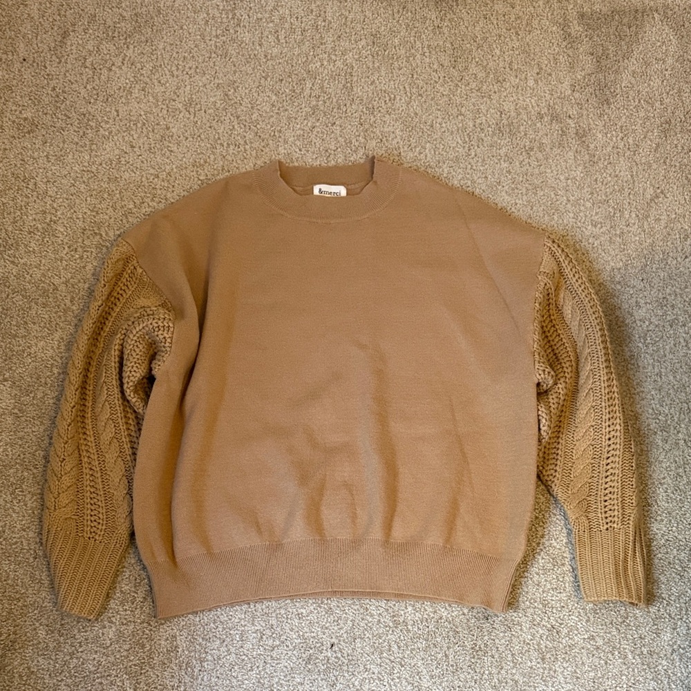 Women's Tan Crewneck Sweater